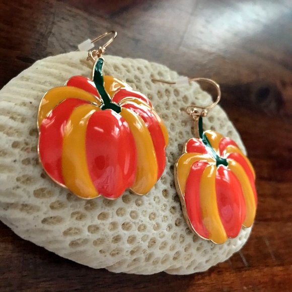 Pumpkin Earrings Dangle Hooks Thanksgiving New Fall Jewelry Festival Har… - Picture 5 of 12